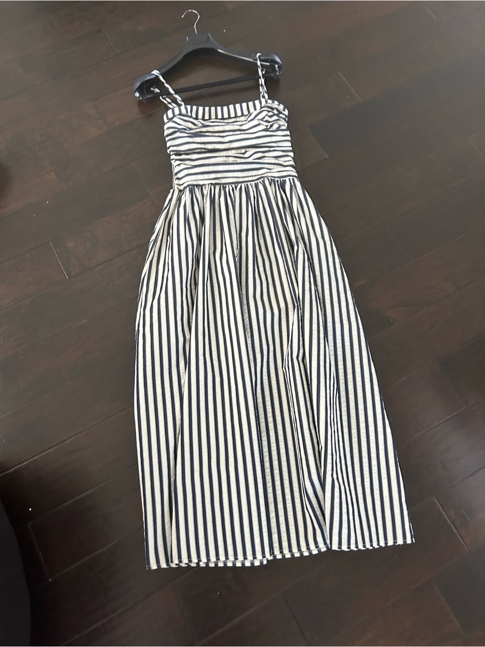 Altar'd State Navy and Off White Striped Midi Dress